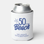 Whimsical Hand Drawn Doodle 50e Strand Verjaardag Blikjeskoeler (Blikje Voorkant)