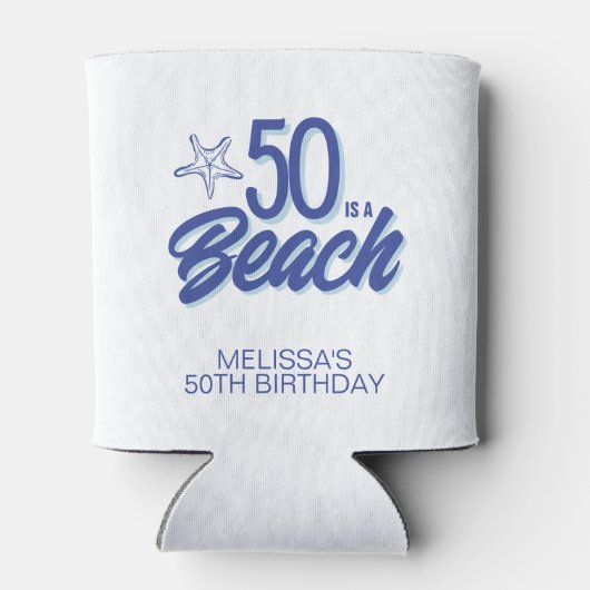 Whimsical Hand Drawn Doodle 50e Strand Verjaardag Blikjeskoeler (Achterkant)