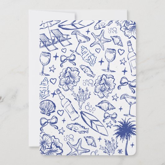 Whimsical Hand Drawn Doodle 50e Strand Verjaardag Kaart (Achterkant)