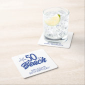 Whimsical Hand Drawn Doodle 50e Strand Verjaardag Kartonnen Onderzetters (Insitu)