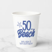 Whimsical Hand Drawn Doodle 50e Strand Verjaardag Papieren Bekers (Achterkant)