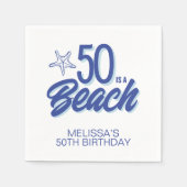 Whimsical Hand Drawn Doodle 50e Strand Verjaardag Servet (Voorkant)