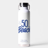 Whimsical Hand Drawn Doodle 50e Strand Verjaardag Waterfles (Voorkant)