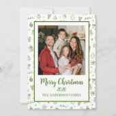 Whimsical Hand Drawn Doodle Green Feestdagenkaart (Voorkant)