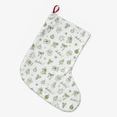 Whimsical Hand Drawn Doodle Green Grote Kerstsok (Voorkant (Hangend))