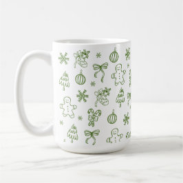 Whimsical Hand Drawn Doodle Green Koffiemok