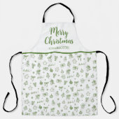 Whimsical Hand Drawn Doodle Green Schort (Voorkant)