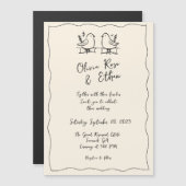 Whimsical Hand-Drawn / Doodle Huwelijksuitnodiging Magnetische Uitnodiging (Voorkant / Achterkant)