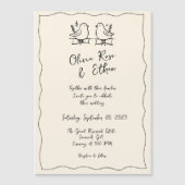 Whimsical Hand-Drawn / Doodle Huwelijksuitnodiging Magnetische Uitnodiging (Voorkant)