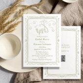 Whimsical Hand Drawn Doodle QR Code Vrijgezellenfe Kaart