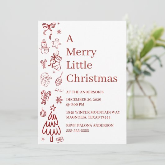 Whimsical Hand Drawn Doodle Red (Staand voorkant)