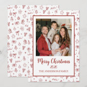 Whimsical Hand Drawn Doodle Red Feestdagenkaart (Voorkant / Achterkant)