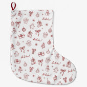 Whimsical Hand Drawn Doodle Red Grote Kerstsok (Voorkant)