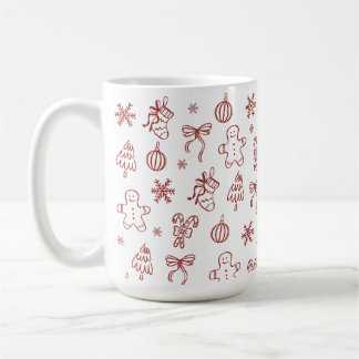 Whimsical Hand Drawn Doodle Red Koffiemok