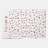 Whimsical Hand Drawn Doodle Red Theedoek (Horizontaal)