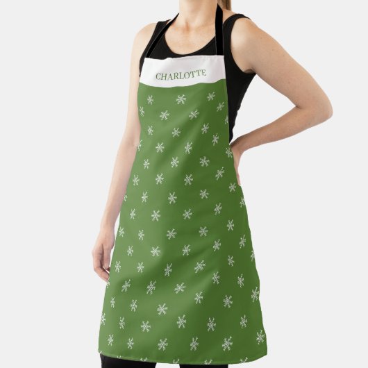 Whimsical Hand Drawn Doodle Snowflake Green Schort (Insitu)