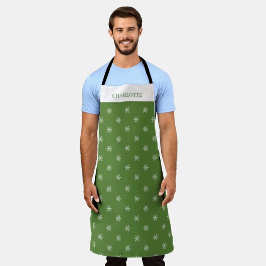 Whimsical Hand Drawn Doodle Snowflake Green Schort (Gedragen)