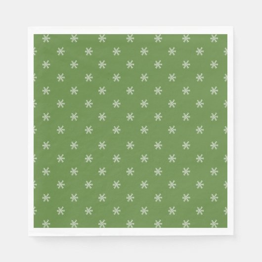 Whimsical Hand Drawn Doodle Snowflake Green Servet (Voorkant)