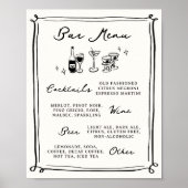 Whimsical Hand Drawn Doodles Bar Menu Poster (Voorkant)