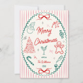 Whimsical Hand Drawn Doodles Christmas Photo  Feestdagenkaart (Voorkant)