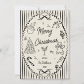 Whimsical Hand Drawn Doodles Christmas Photo Feestdagenkaart (Voorkant)