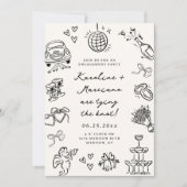 Whimsical Hand Drawn Doodles Engagement Party Kaart (Voorkant)