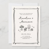 Whimsical Hand Drawn Doodles Engagement Party Kaart (Voorkant)
