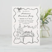 Whimsical Hand Drawn Doodles Kerstfeest Kaart (Staand voorkant)