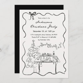 Whimsical Hand Drawn Doodles Kerstfeest Kaart