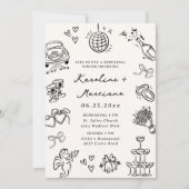 Whimsical Hand Drawn Doodles Repetitie Diner Kaart (Voorkant)