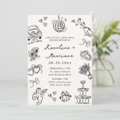 Whimsical Hand Drawn Doodles Repetitie Diner Kaart (Staand voorkant)