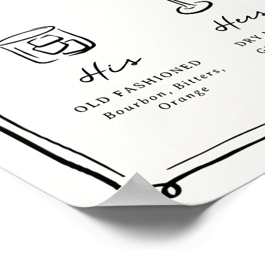 Whimsical Hand Drawn Doodles Signature Drinken Poster (Hoek)