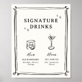 Whimsical Hand Drawn Doodles Signature Drinken Poster (Voorkant)