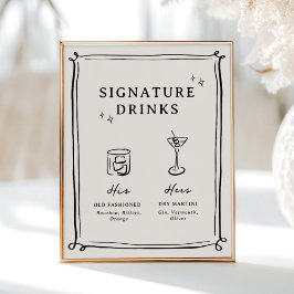 Whimsical Hand Drawn Doodles Signature Drinken Poster