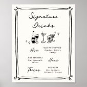 Whimsical Hand Drawn Doodles Signature Drinken Poster (Voorkant)