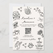 Whimsical Hand Drawn Doodles Sla de datum QR-code  Kaart (Achterkant)