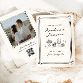 Whimsical Hand Drawn Doodles Sla de datum QR-code Kaart