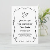 Whimsical Hand-Drawn Dove | Baptism Kaart (Staand voorkant)