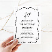 Whimsical Hand-Drawn Dove | Baptism Kaart
