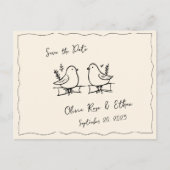 Whimsical Hand-Drawn Dove Save the Date Briefkaart (Voorkant)