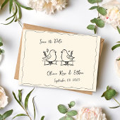 Whimsical Hand-Drawn Dove Save the Date Briefkaart