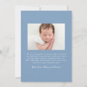 Whimsical Hand-Drawn Dusty Blue Bows 2 Foto Geboor Aankondiging (Achterkant)