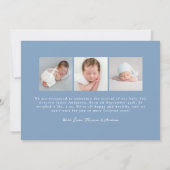 Whimsical Hand-Drawn Dusty Blue Bows 4 Foto Geboor Aankondiging (Achterkant)