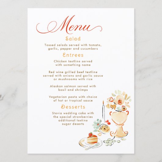 Whimsical Hand Drawn Earthy Fall Wedding Menu (Voorkant)