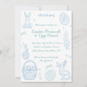 Whimsical Hand drawn Easter Brunch & Egg Hunt Kaart (Voorkant)