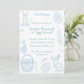 Whimsical Hand drawn Easter Brunch & Egg Hunt Kaart (Staand voorkant)