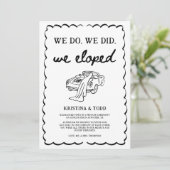 Whimsical Hand Drawn Eloped Wedding Announcement Kaart (Staand voorkant)