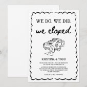 Whimsical Hand Drawn Eloped Wedding Announcement Kaart (Voorkant / Achterkant)