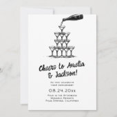 Whimsical Hand Drawn Engagement Party Uitnodiging (Voorkant)