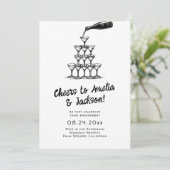 Whimsical Hand Drawn Engagement Party Uitnodiging (Staand voorkant)